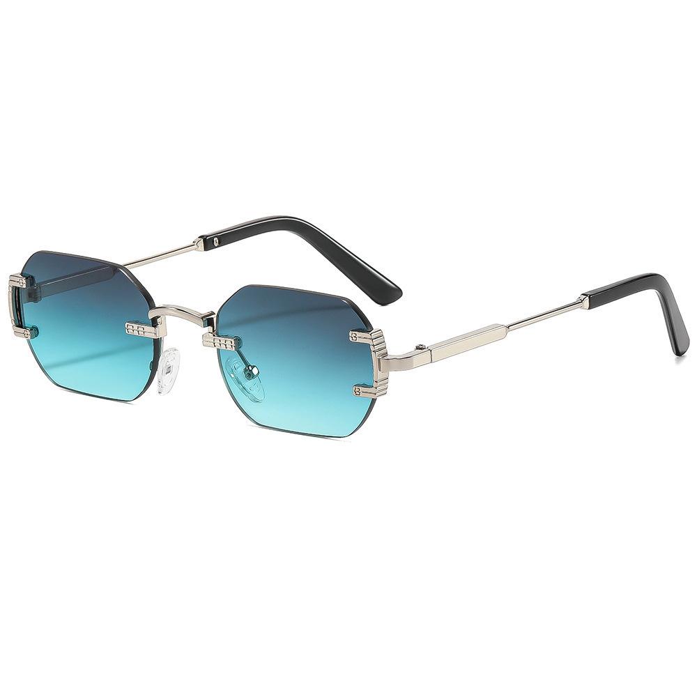 New fashionable retro square frameless trimmed sunglasses ins personalized versatile travel driving sunscreen sunglasses tide