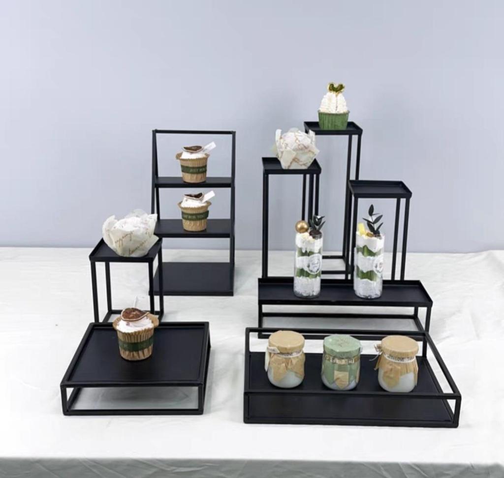 Silver Dessert Display Stand for Corporate Coffee Break and Afternoon Tea