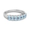 Blue Topaz Oval Half Eternity Band Ring - 925 Sterling Silver