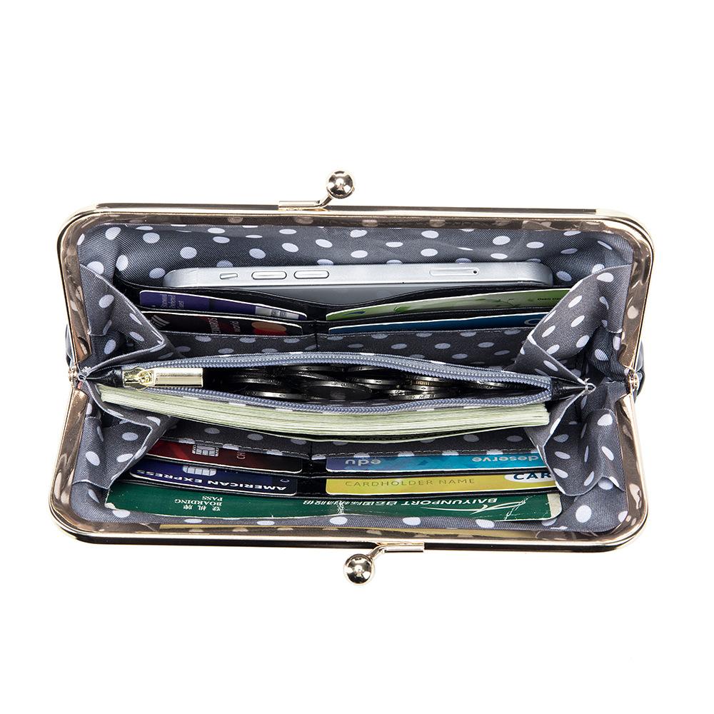 New European and American Retro Clip Bag, Long Clutch Bag Wallet, Simple Mouth Gold Storage Bag, Large-capacity Wholesale