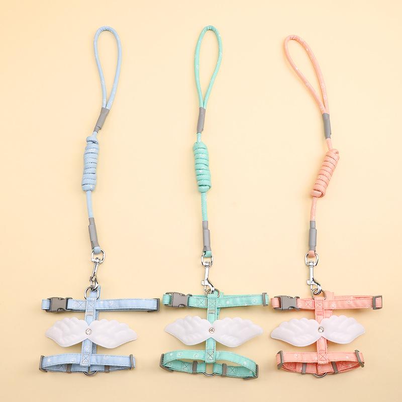Süßes Engelsflügel Katzen Geschirr 120cm Leine Outdoor Katze Hunde Geschirr und Leinen Set Wasserdichte Weste Brustgurt Kätzchen Zubehör