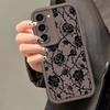 Black Rose Flower INS For Samsung Galaxy Case S24 S23 S22 S21 Ultra Plus Fe A55 A54 A53 A52 A35 A25 A15 A14 5G Phone Y2k Cover