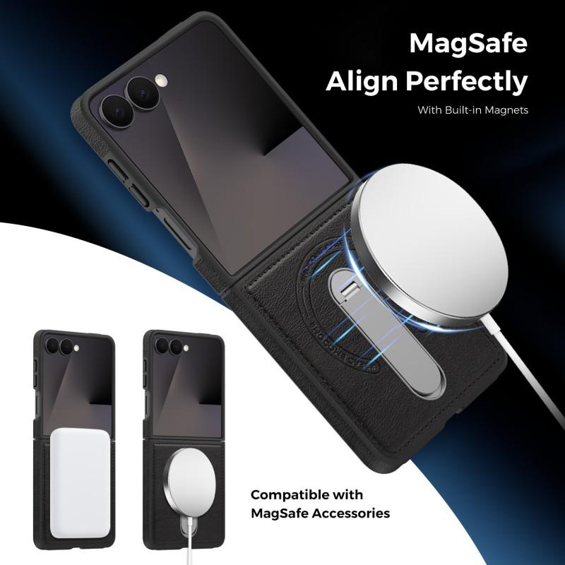 Magnetische Leder Handyhülle Mit 360° Drehbarer Halterung Galaxy Z Flip 8 7 FE 6 5 4 3 Business Stil