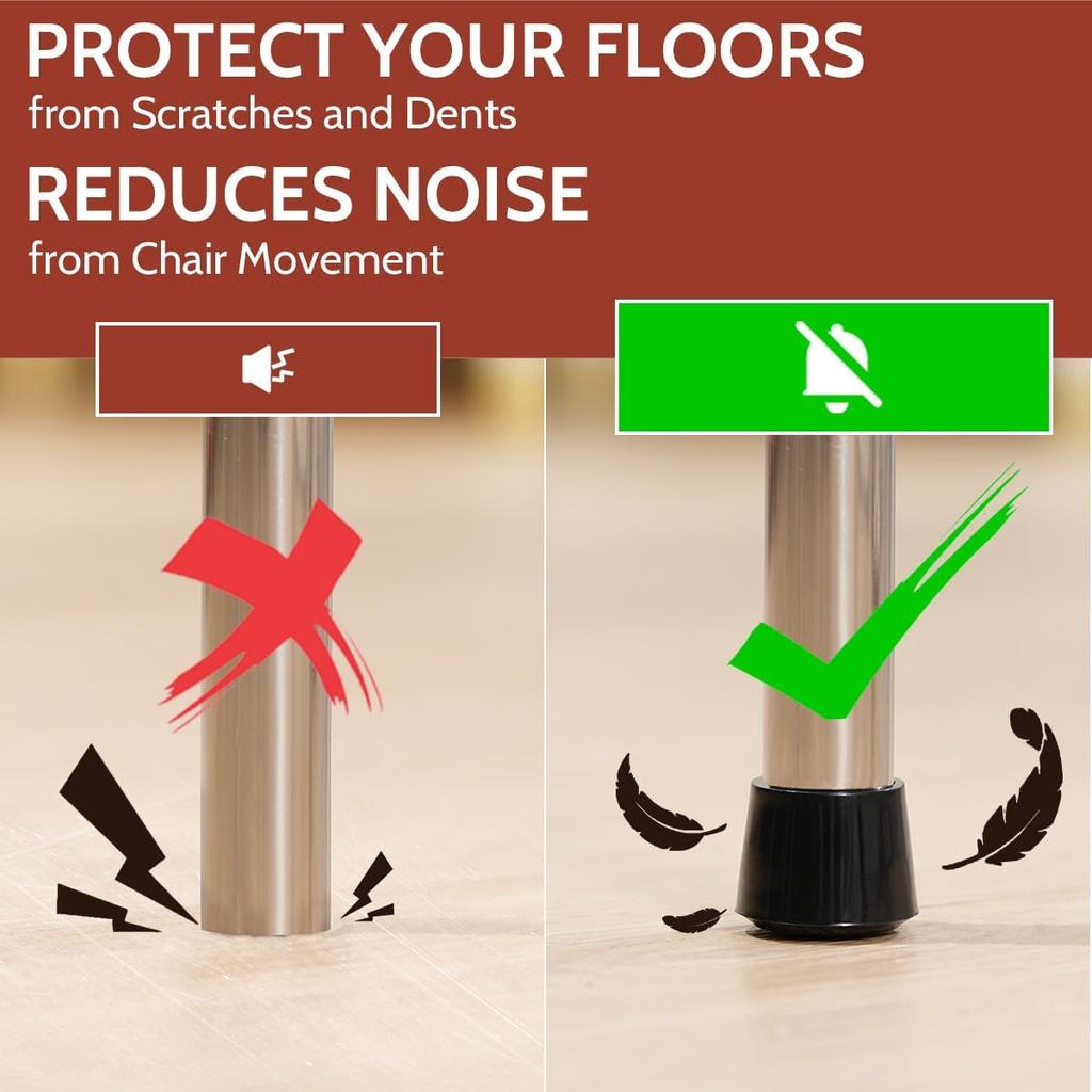 16Pcs Chair Leg Floor Protectors Round  Caps Black Chairs Foot Covers for Metal Tubing Round Desk Chairs Legs Glide Protection