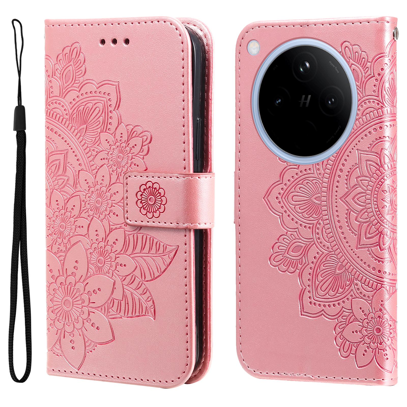 

For Oppo Find X8 5G Case Floral Pattern PU Leather Wallet Stand Phone Cover Pink