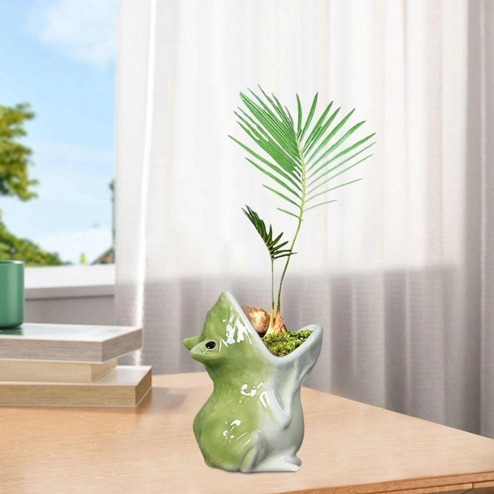 Handicraft Animal Succulent Flowerpot Decorative Frog Candlestick Stand  Outdoor