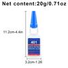 Brand-new upgraded 401 super cyanoacrylate glue, instant drying in 5 seconds, waterproof, stable and versatile bonding tool.