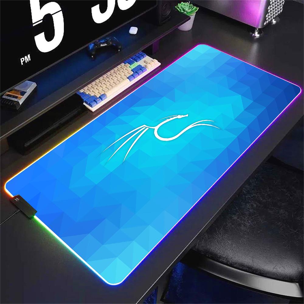 Deskmat Kali Linux Xxl Mouse Pad Gamer Rgb Pc Cabinet Gaming Accessories Keyboard Mousepad Anime Carpet Mats Large Computer Mat