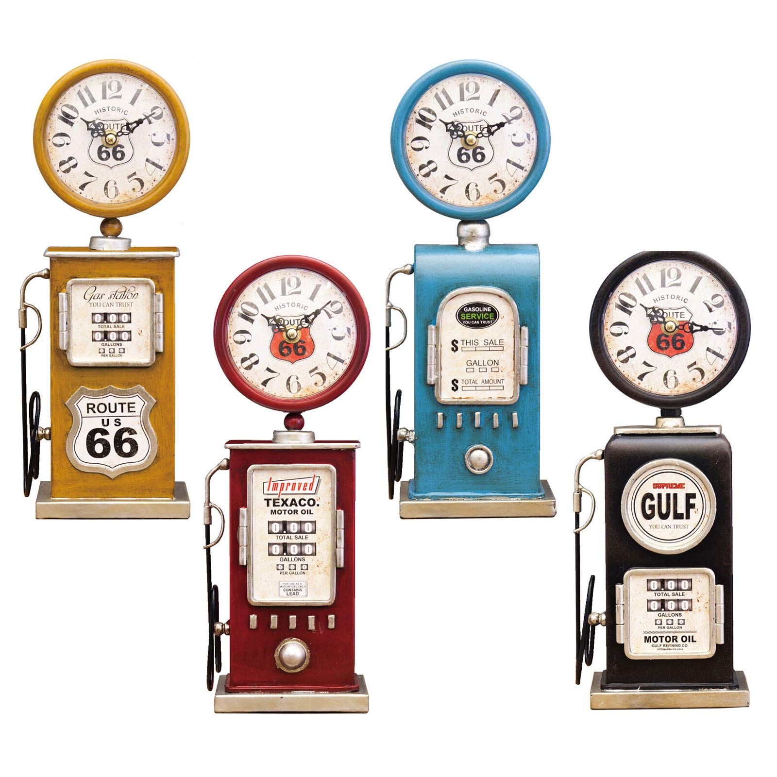 

American retro style gas pump table clock Clock American American goods Setagaya Base Interior ROUTE66 Route 66 [Blue (GS SERVICE)]