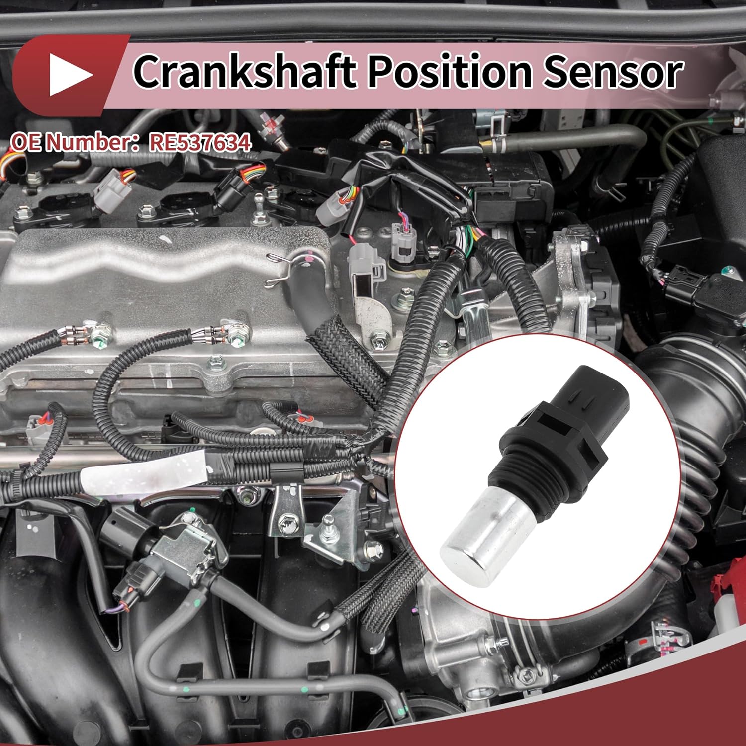 

1 Pc Crankshaft Position Sensor for John Deere S550 S660 S670 S670 Engine Crank CKP Sensor No.RE537634 Black Metal Plastic