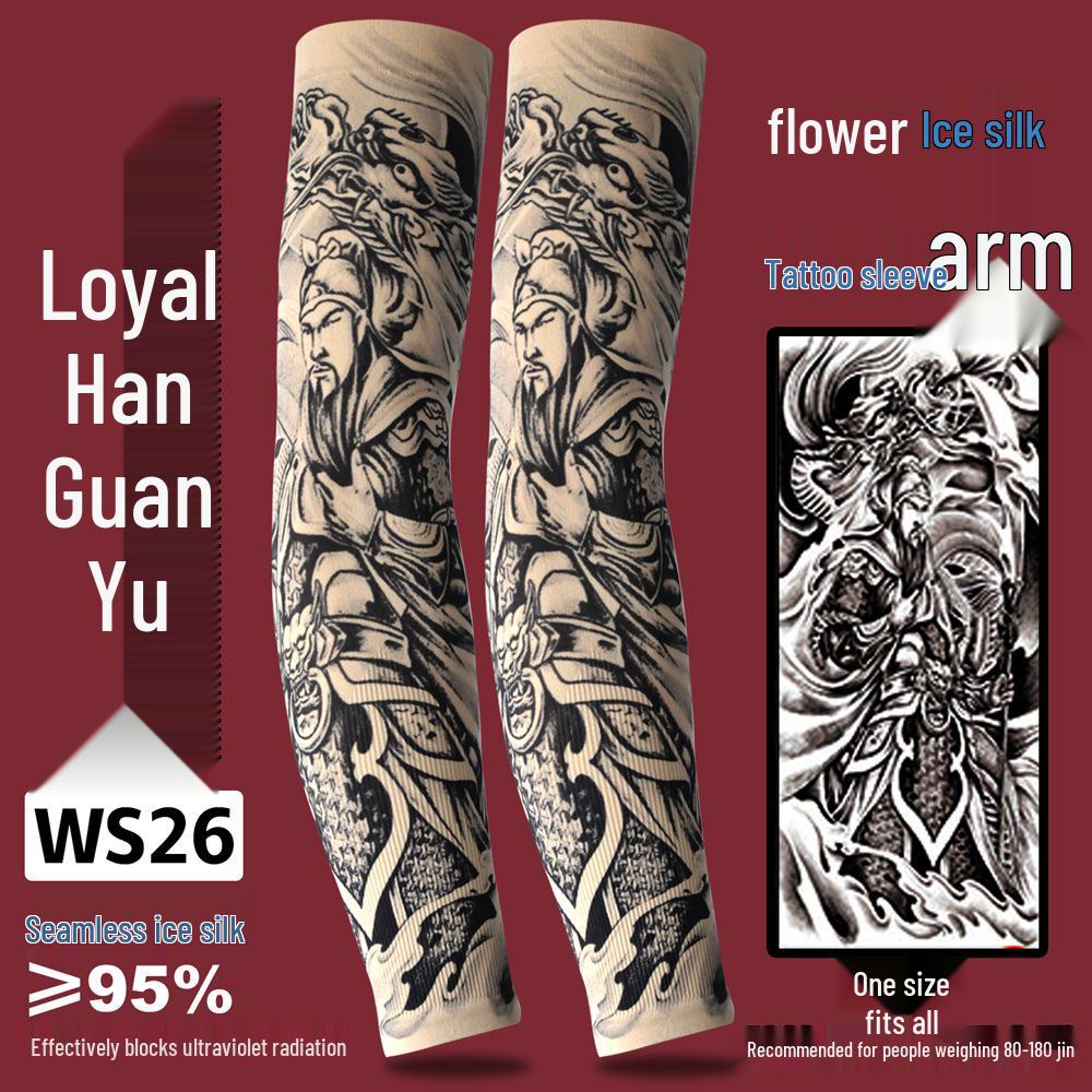 Ice Silk Tattoo Sun Protection Sleeves for Men & Women - Summer Driving, Cycling, Flower Design Arm Shades