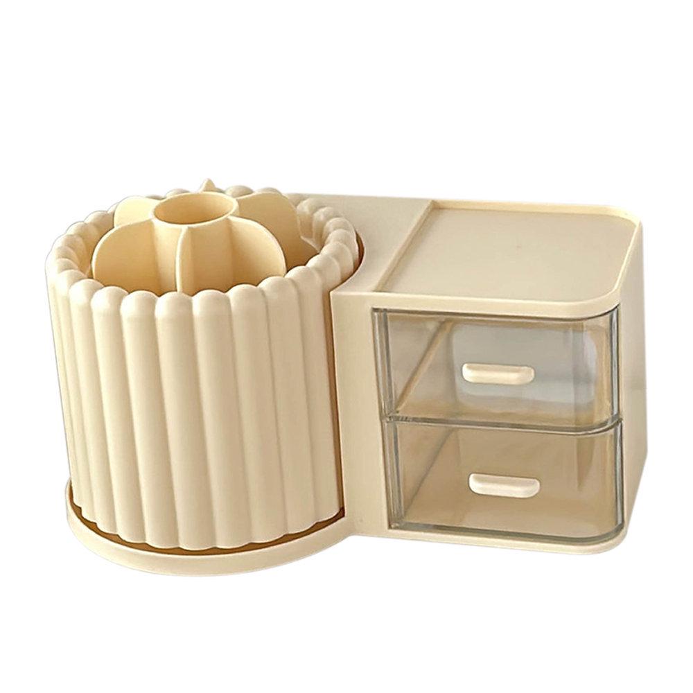 Rotating Dust-Proof Cosmetic Organizer: Makeup Brush Holder, Lipstick & Eyeshadow Storage, Desk Pen Holder