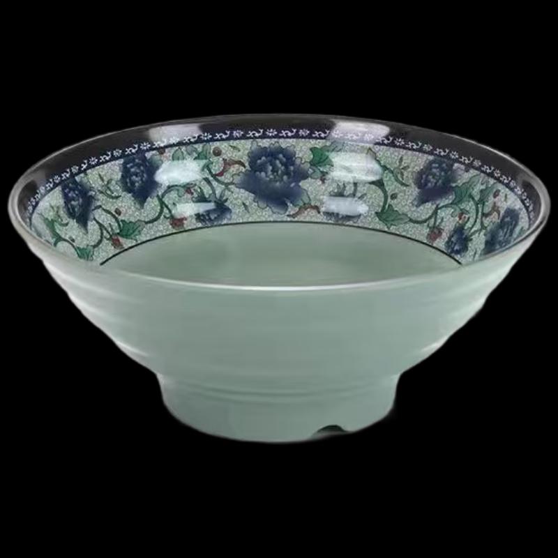 Jijun Blue Floral A5 Thickened Melamine Noodle Bowls (10-Pack)