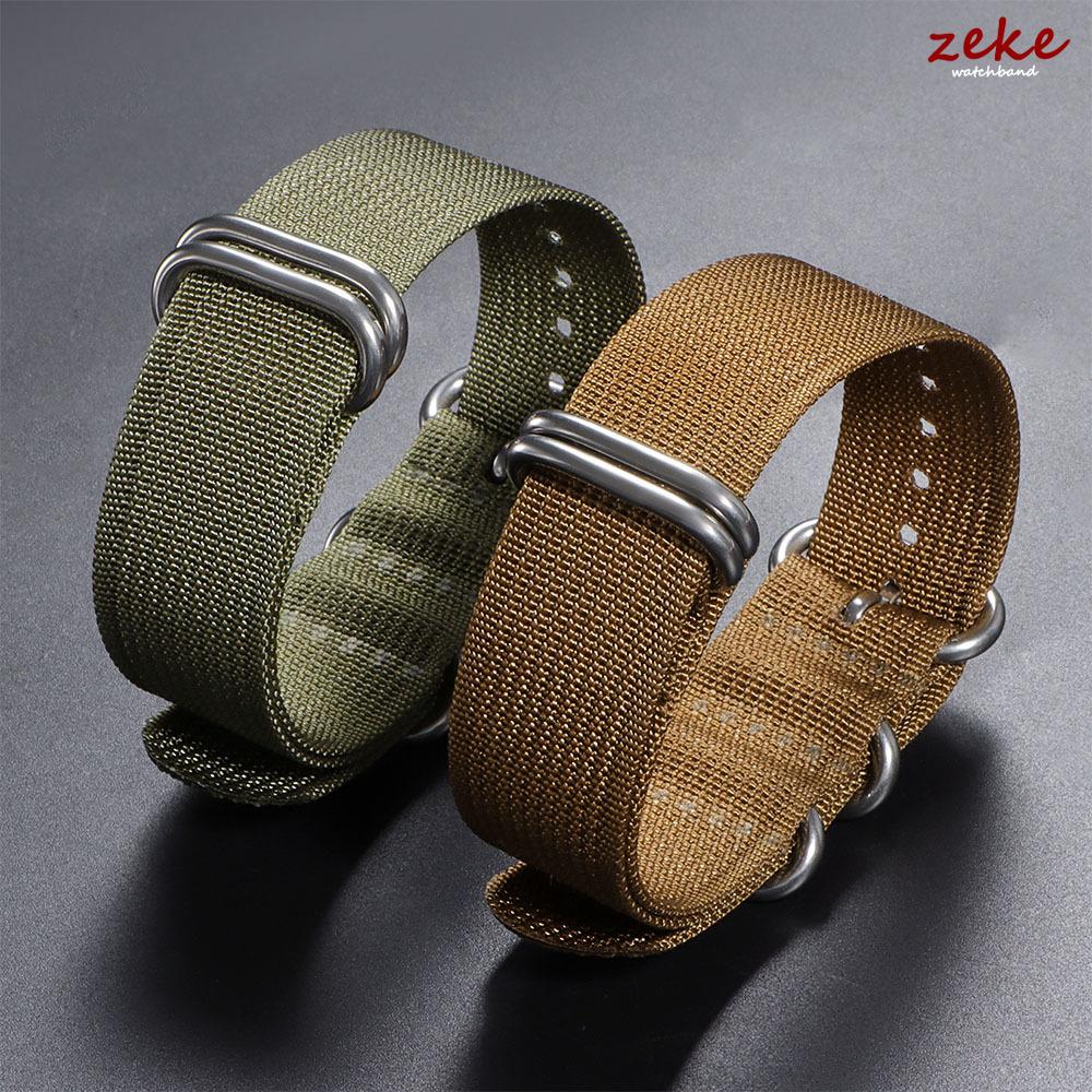Premium Nylon Watch Band Ribbed Strap 18mm 20mm 22mm 24mm Military Ballistic Fabric Replacement Watchband Army Green Black Belts