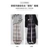 Grey and Pink Plaid Pants Children's Autumn and Winter New High-waisted Lazy Straight Loose Casual Retro Woolen Wide-leg Pants
