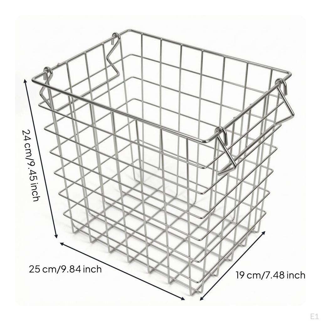 Wire Basket with Side Loops Rectangular Grid OpenTop Baskets for Countertop, Shelf,