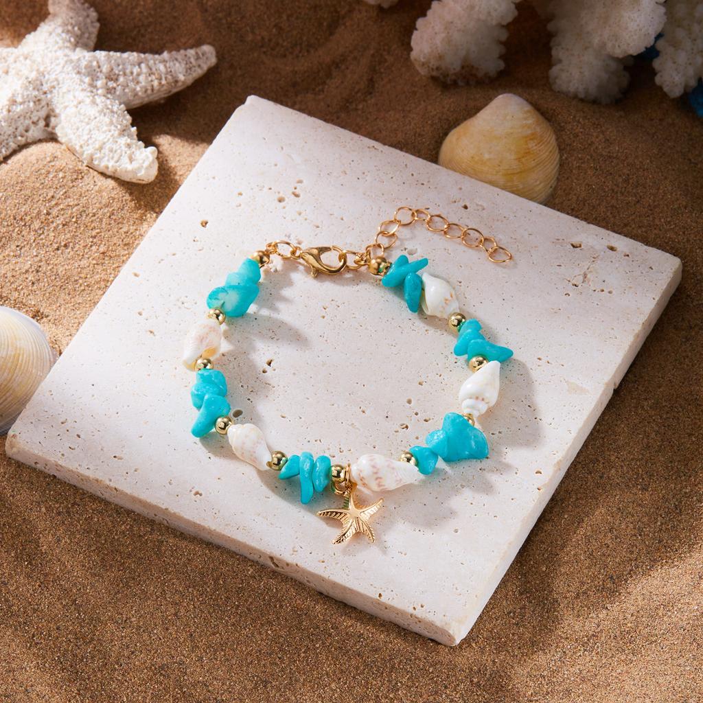 Bohemian Holiday Necklace Bracelet Set Female Ins Summer Dopamine Gravel Starfish Conch Necklace