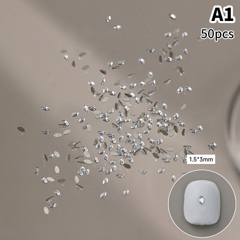 

50 шт. мини-образные ромбовидные украшения для ногтей с плоским дном, разноцветные стеклянные драгоценные камни, аксессуары для маникюра «сделай сам»