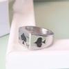 Trendy European American Retro Ace of Spades Men's Square Open Ring