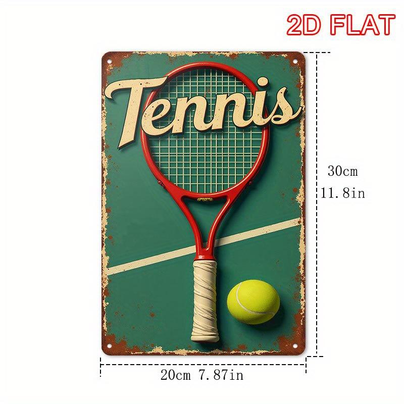 

Vintage Tennis Metal Sign - Rectangular Iron Wall Decor with Red Racket and Ball Design, Rustic Green Background, Perfect fo 20x30cm（7.8x11.8inch）