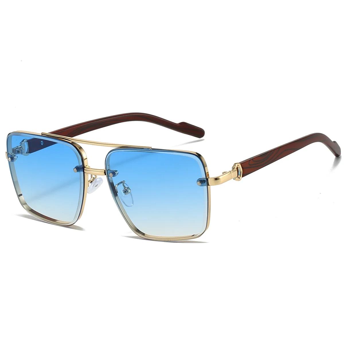 

Fashion Style Retro Style Square Metal Material Shades Women s Original Brand Design Driving Use Sun Glasses New Style Double Bridge Pilot Sun golden frame