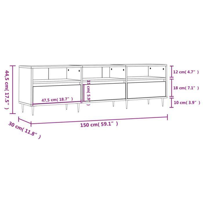 VidaXL TV Cabinet Black 150x30x44.5 Cm Engineered Wood 831261