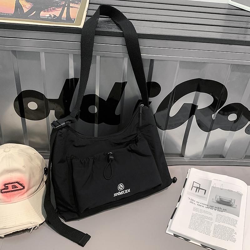 Commuter Pleated Hobo Bag Women's Large Capacity Waterproof Nylon Crossbody Bag Men's Shoulder Bag