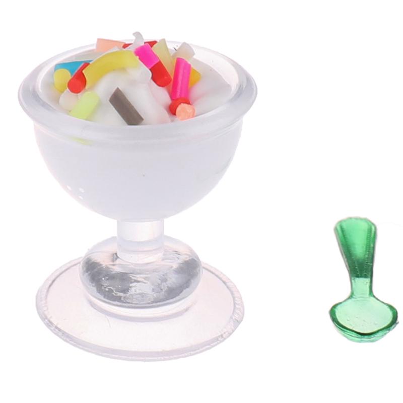1-5pcs Mini Dollhouse Miniature Pretend Toy Mini Soft Ice Cream Cups Spoon Bar Ice-lolly Simulation Food For Dolls Accessories