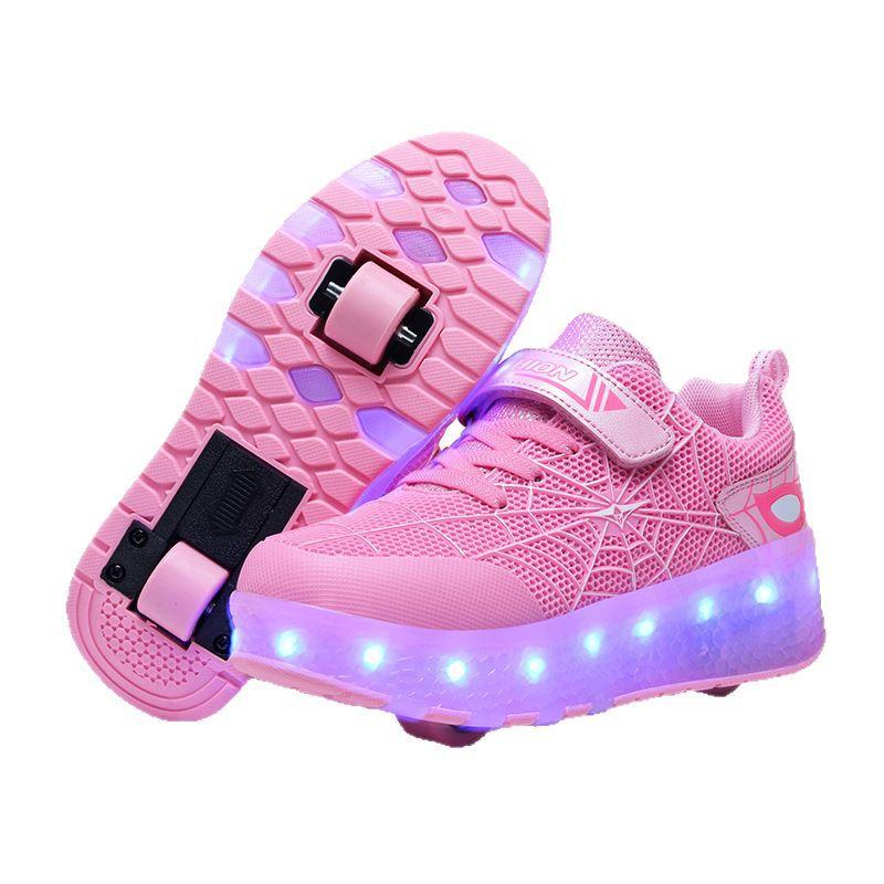 Spider Web Runaway Shoes Boys and Girls Students Light LED Light Charging Light Shoes Roller Skates