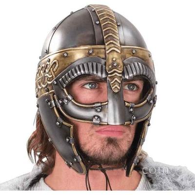 Wikingerhelm Nordmann Mittelalter Stahl Messing Rüstung Tragbar Nordischer Kriegerhelm LARP Cosplay Sammlerstück Geschenk