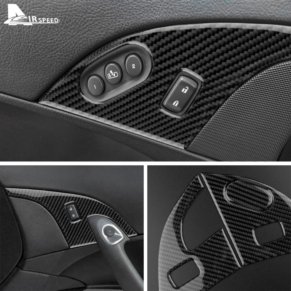 Real Soft Carbon Fiber for Chevrolet Corvette C6 2005 2006 2007 2008 2009 2010 2011 2012 2013 Car Door Lock Panel Switch Sticker