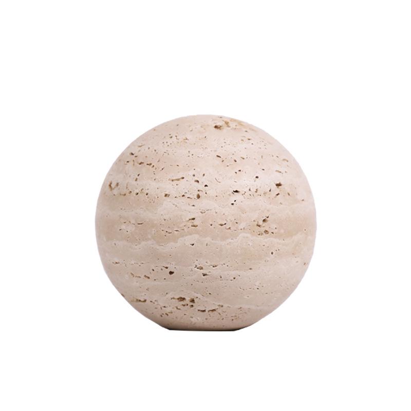 Wabi-Sabi Modern Travertine Sphere Ornament for Home or Hotel Decor
