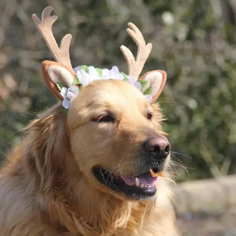 2023 Novo Natal Cão&Chapéu Acessórios para Gato Tiara de Chifres Decoração de Canto de Natal Tiara Natal Animal de Estimação