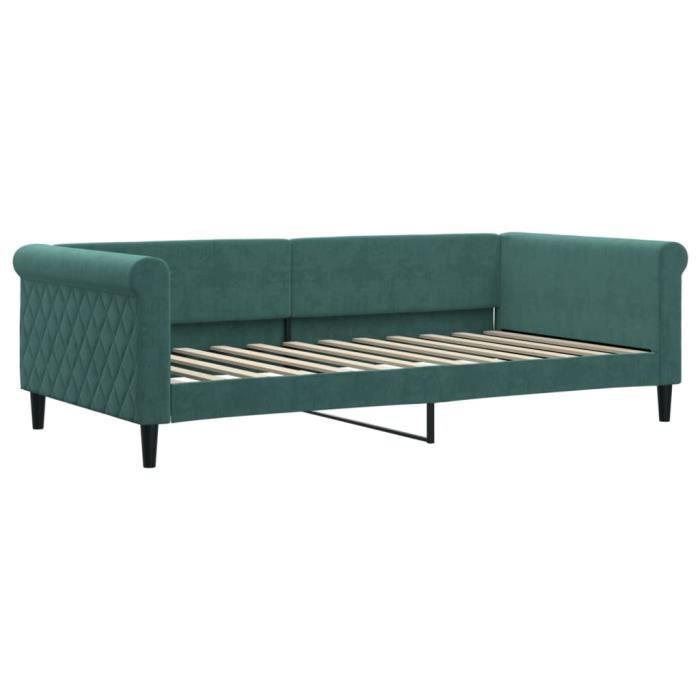 VidaXL Daybed with Mattress Dark Green 100x200 Cm Velvet 3197756