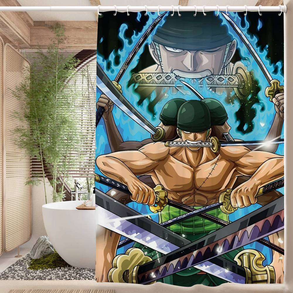 RORONOA ZORO ONE PIECE Anime Modern Simple Shower Curtain Bathroom Decorative Polyster Shower Curtain With Hook