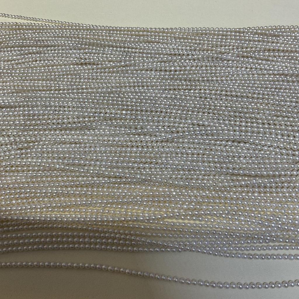 3-4mm Freshwater Egg-shaped Pearl Necklace with Minor Flaws