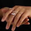 4-piece Set of Elegant and Fashionable Square Geometric Inlaid Zircon Women's Rings, Bridal Engagement Jewelry, Accessory Gifts