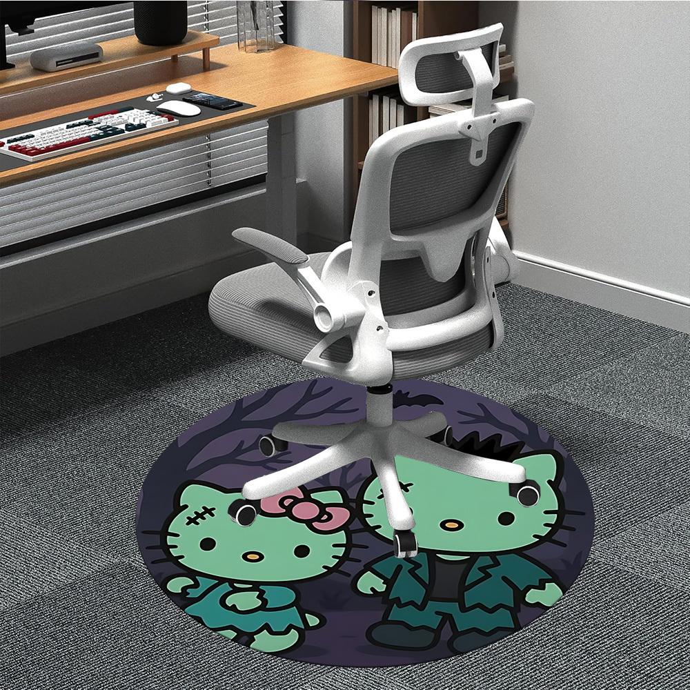 

1pc Hello Kitty Halloween Chair Carpet for Office Non-Slip, Soft & Comfortable, Carpet for Office, Gaming, Lightweight Round Floor Mat 80cm