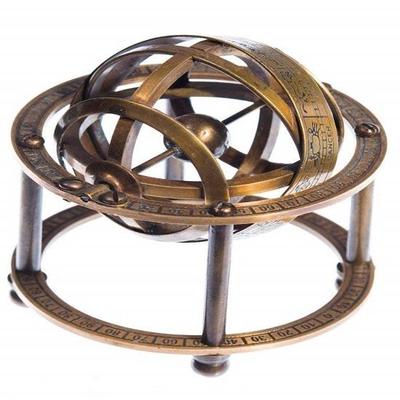 Armillary Brass  Sphere with Stand, Height 9cm, Steampunk, Pirate or Vintage Decoration