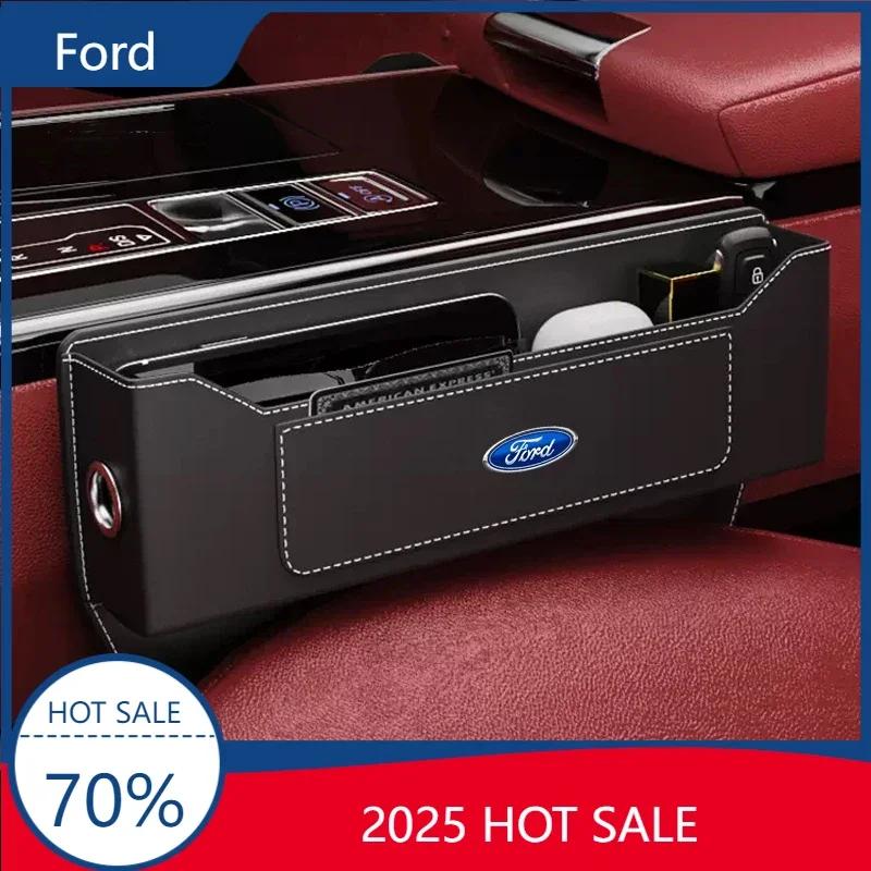 Hot 2025 Hot For Ford 1pcs Car Seat Gap Leather Side Storage Box Car Accessories For Ford B-Max cmax smax KA st line Galaxy Expl