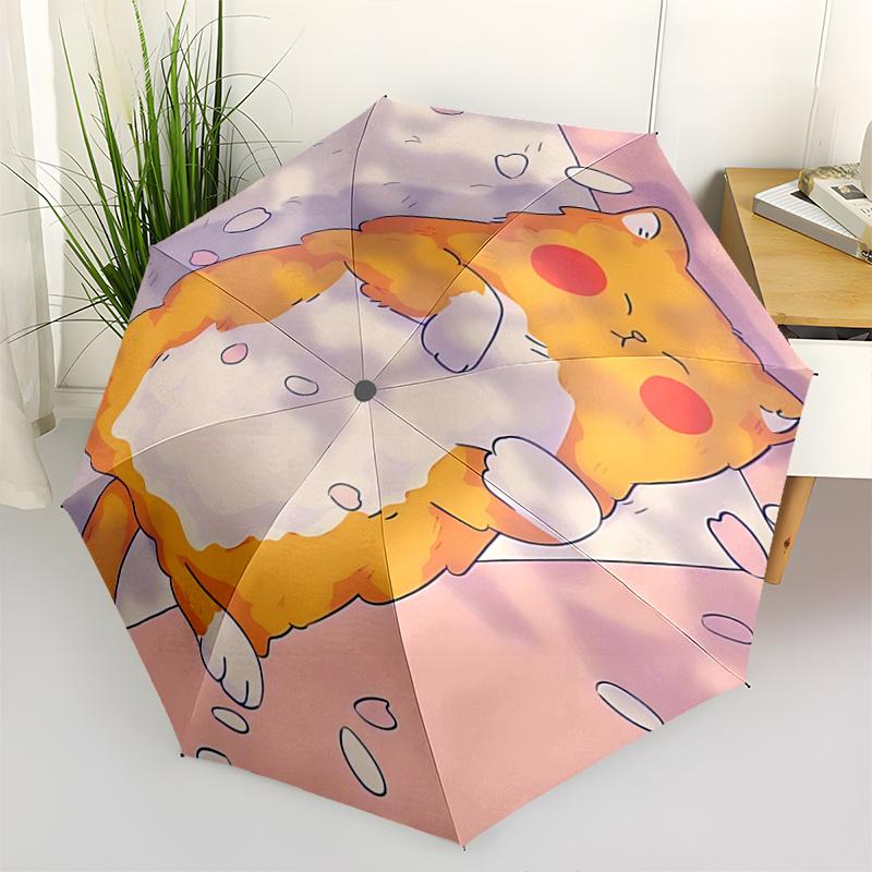 

1pc Automatic Opening/Closing Umbrella with Heart Print - Portable Folding Design, 8-Bone Iron Frame Outdoor Umbrella, Perfect Gift for Fans, Tra