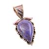 Natural Purple Moonstone Gemstone 925 Solid Silver Two Tone Pendant 1.25" T9Z75