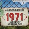 2D Flat 1pc ("8X12"), "Legends Were Born in 1971 Metal Sign - Vintage Style Birthday Gift for Men and Women, Rustic Wall Decoration, Anniversary Gift