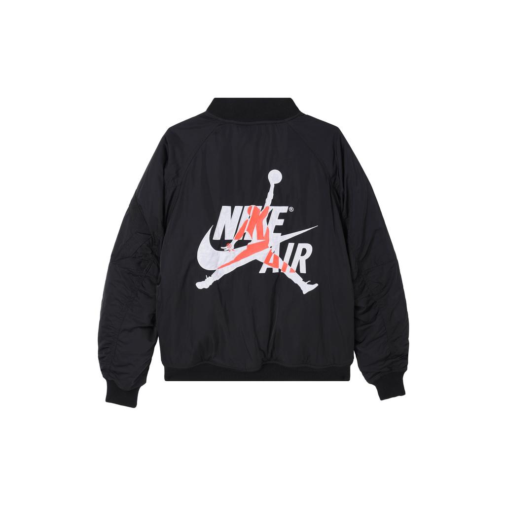 Jordan Wings MA-1 Estampado de Logotipo Cálida Chaqueta Bomber Casual Holgada con Cremallera para Hombre Chaquetas Negro AV2599-010