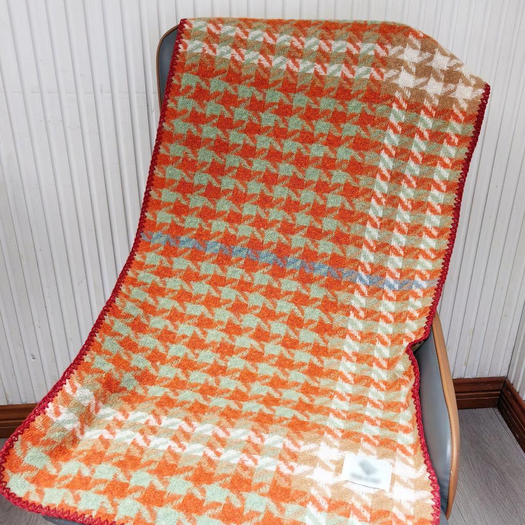 2025 Houndstooth Korean-Style Double-Sided Shawl – Warm Imitation Cashmere Scarf for Autumn/Winter