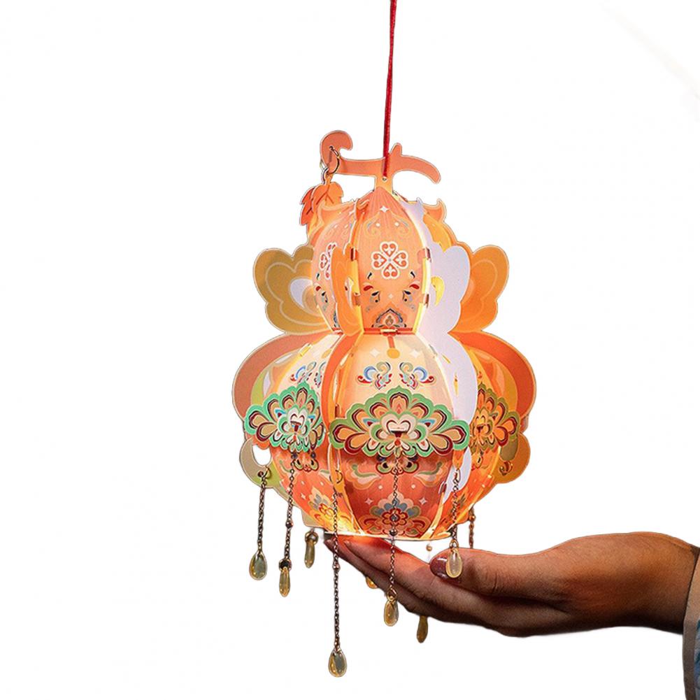 Handcrafted Calabash Lantern Handheld Chinese New Year DIY Luminous Flower Light for Mid-Autumn Festival Wedding Decor