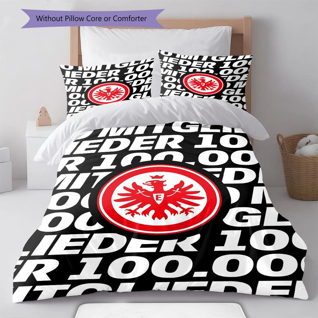 Frankfurt Football Pattern Bedding,Quilt Set Quilt Cover Pillowcase Home Birthday Gift (1 * Duvet Cover + 2 * Pillowcase, Without Core)