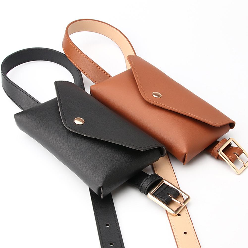 Women Waist Bag  Leather Fanny Pack Chest Bag Women's Belt Fashion Pin Buckle Thin Belt Bag