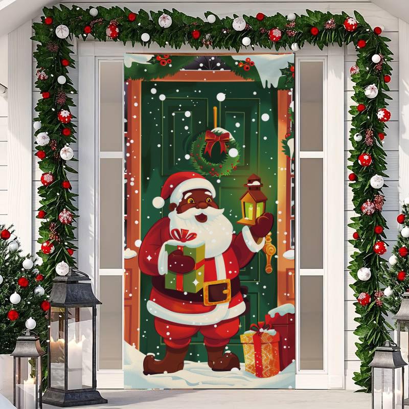 

1 шт. Баннер-чехол на дверь с рождественской елкой, полиэстер, снеговик, узор белой рождественской елки для кануна Нового года, праздничной вечеринки, декора для входной двери, дома, стены 90*180cm