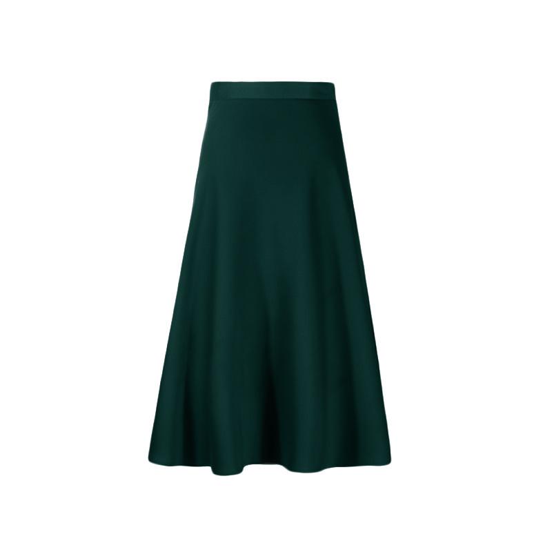 

Глянцевая атласная юбка-полусолнце из ацетата женская летняя средней длины серия легкой зрелости стройнящая А-силуэта L темно-зеленого